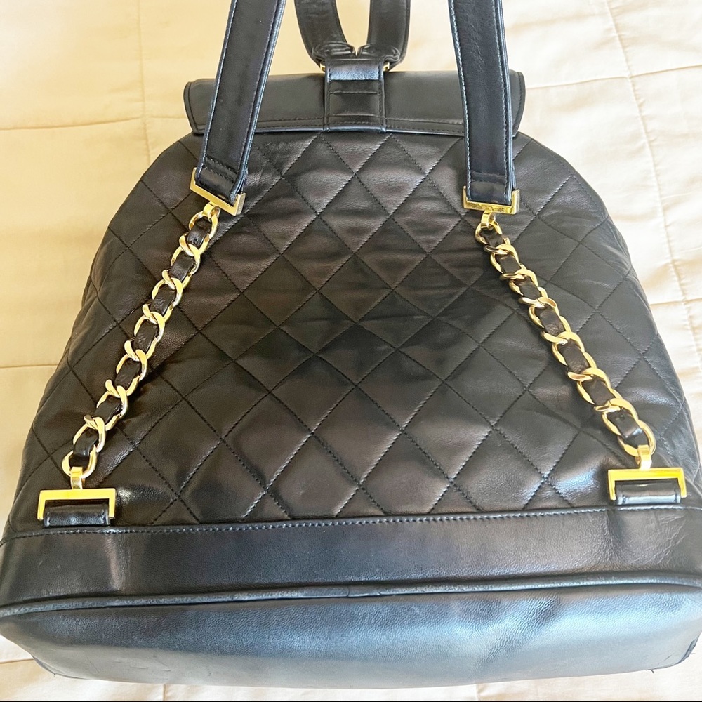 Chanel Vintage Quilted CC Black Lambskin Backpack - Picture 8 of 14
